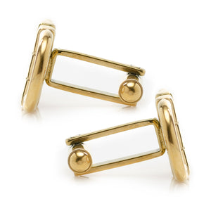 Stainless Steel Gold Horse Bit Cufflinks