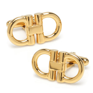 Stainless Steel Gold Horse Bit Cufflinks