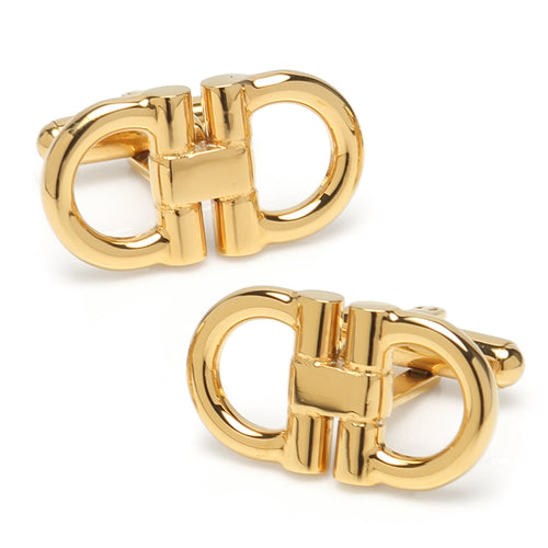 Stainless Steel Gold Horse Bit Cufflinks