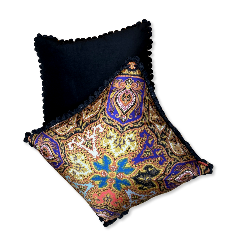 Paisley Jeweltone Vintage Silk Scarf Pillows 26"