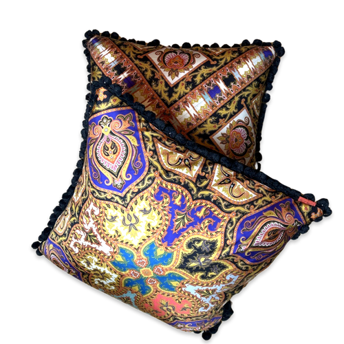 Paisley Jeweltone Vintage Silk Scarf Pillows 26"