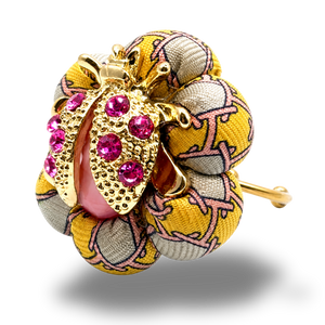 H Chain Ladybug Vintage Silk Necktie Ring