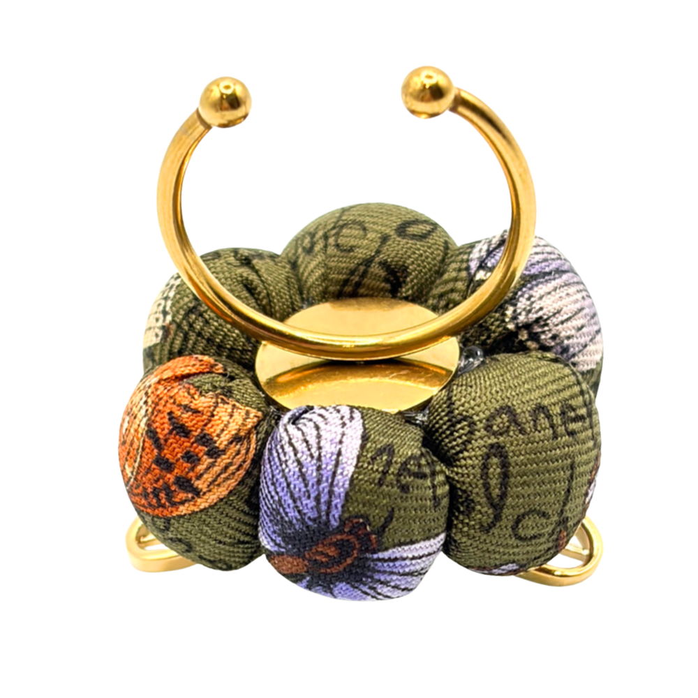 Butterfly Print Bumblebee Vintage Silk Necktie Ring