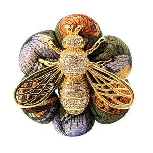 Butterfly Print Bumblebee Vintage Silk Necktie Ring