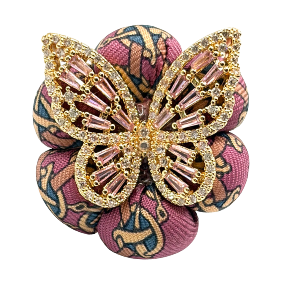Novelty Print Butterfly Vintage Silk Necktie Ring