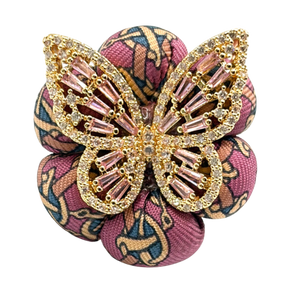 Novelty Print Butterfly Vintage Silk Necktie Ring