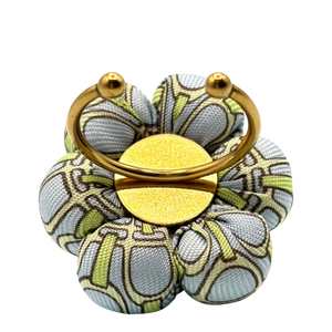 Stirrup Print Floral Vintage Silk Necktie Ring