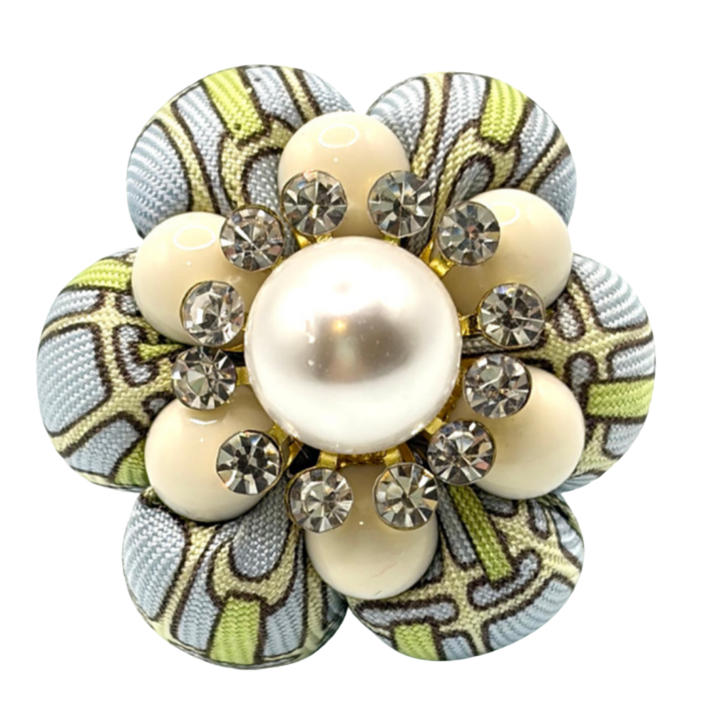 Stirrup Print Floral Vintage Silk Necktie Ring