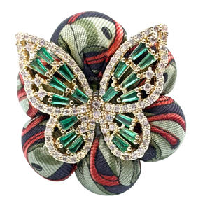 Butterfly Belt Print Vintage Silk Necktie Ring