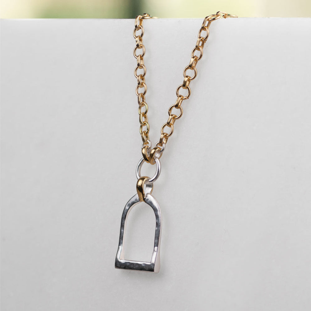 Denby - Two Tone Equestrian Riding Stirrup Necklace