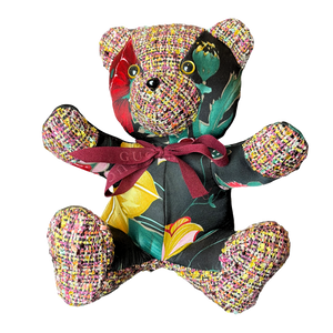 Fiori Nero Vintage Silk Scarf Tender Teddy Bear