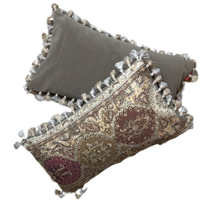 Tan Paisley Vintage Wool & Silk Scarf Pillows