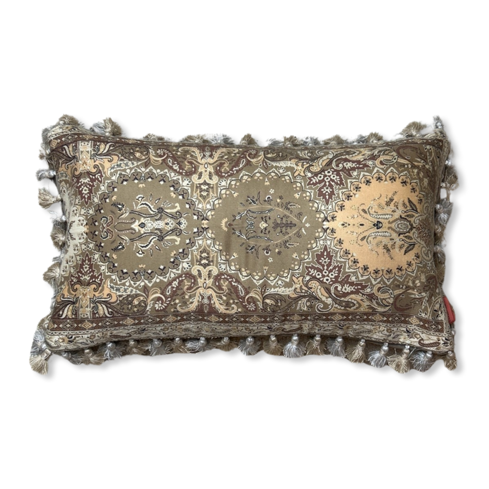 Tan Paisley Vintage Wool & Silk Scarf Pillows