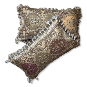 Tan Paisley Vintage Wool & Silk Scarf Pillows