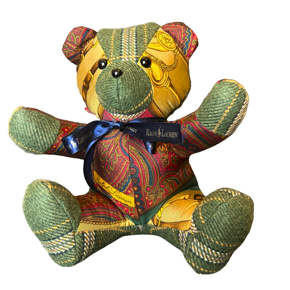 Equestrian Paisley Vintage Silk Scarf Tender Teddy Bear