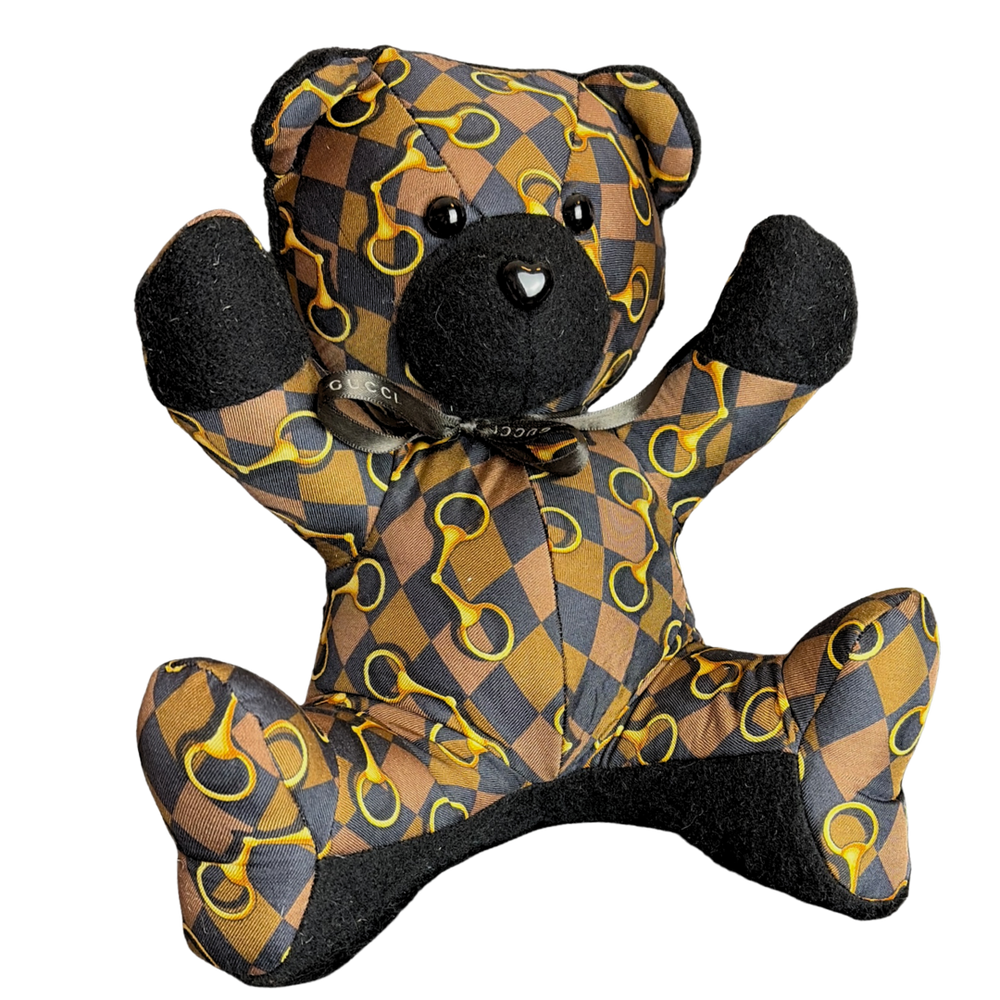 Horsebit Vintage Silk & Cashmere Scarf Tender Teddy Bear