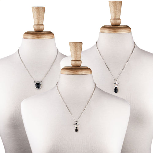 Adele - Black Onyx Equestrian Horse Bit Necklace in Silver