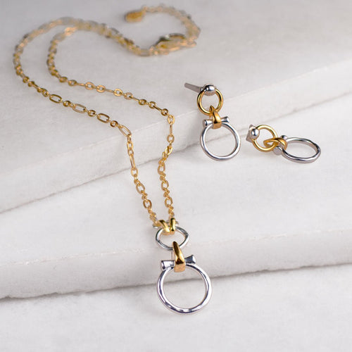 Aikon - Two Tone Equestrian Horse Bit Necklace