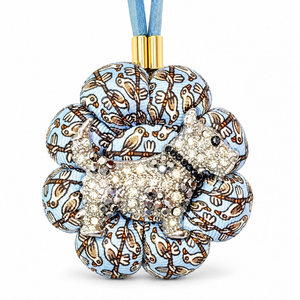 Bird Print Scottie Vintage Silk Necktie Bag Charm