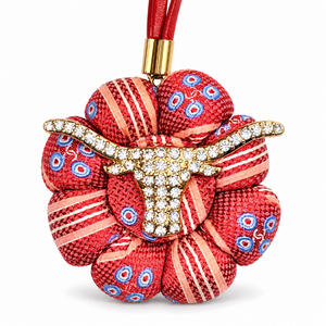 CC Coral Red Grenadine Longhorn Vintage Silk Necktie Bag Charm
