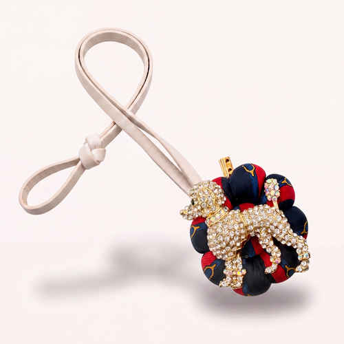 Equestrian Puppy Vintage Silk Necktie Bag Charm