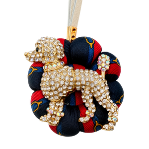 Equestrian Puppy Vintage Silk Necktie Bag Charm