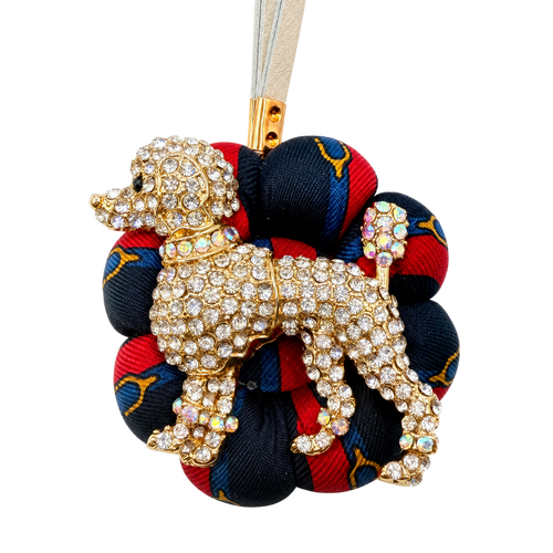 Equestrian Puppy Vintage Silk Necktie Bag Charm