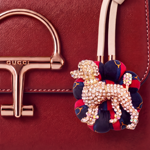Equestrian Puppy Vintage Silk Necktie Bag Charm