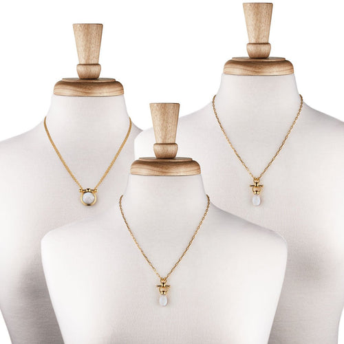 Droplette - Moonstone Equestrian Horse Bit Necklace in Gold