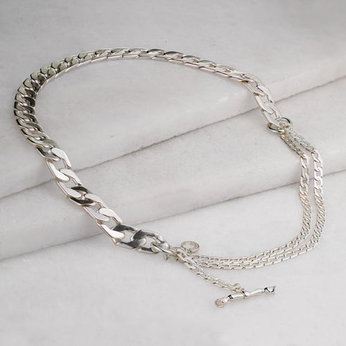 Cadence Equestrian Bracelet  - Wide Silver Curb Chain Cuff