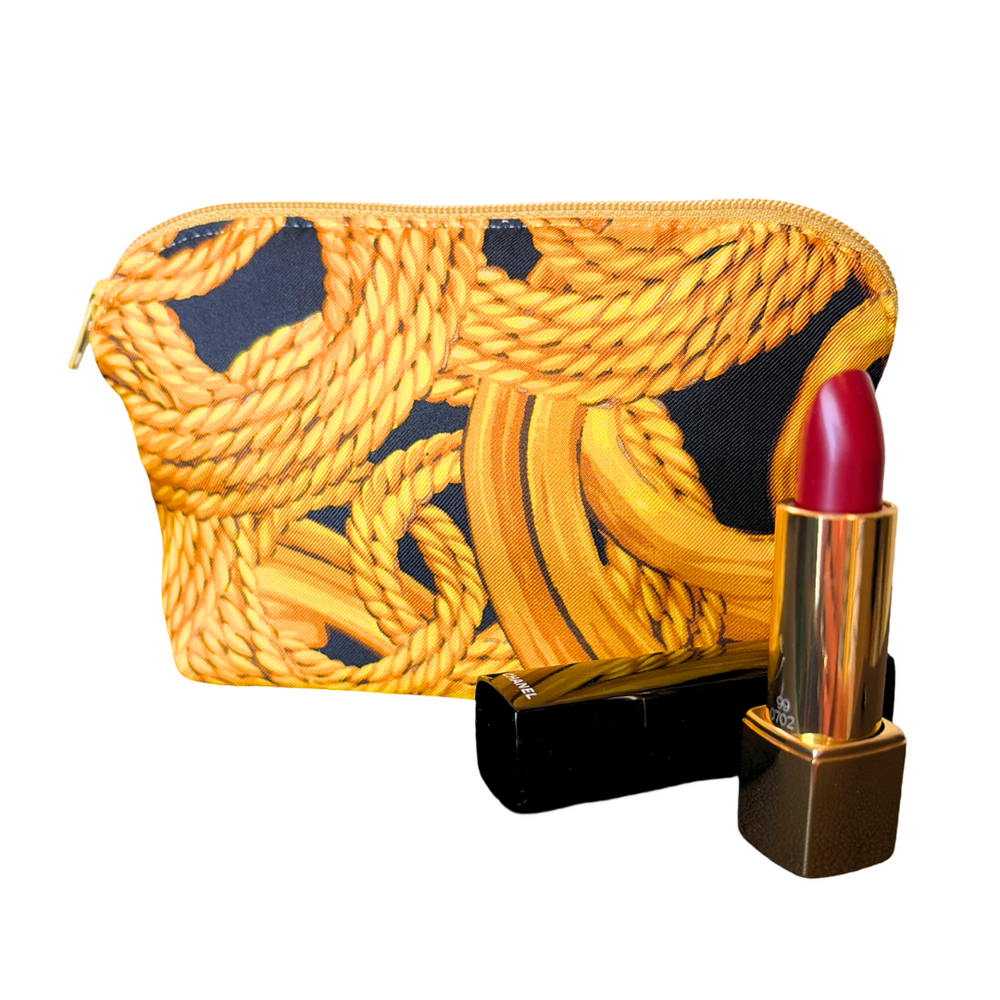 CC Chain Noir Vintage Silk Scarf Beauty Bag