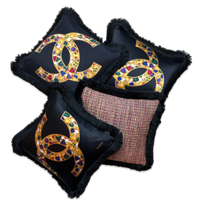 CC Vintage Silk Scarf Pillows 19"