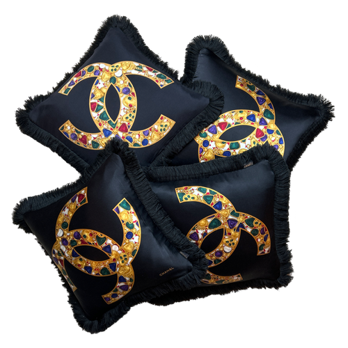 CC Vintage Silk Scarf Pillows 19"