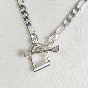 Cortina - Cuban Chain Horse Stirrup Necklace in Silver