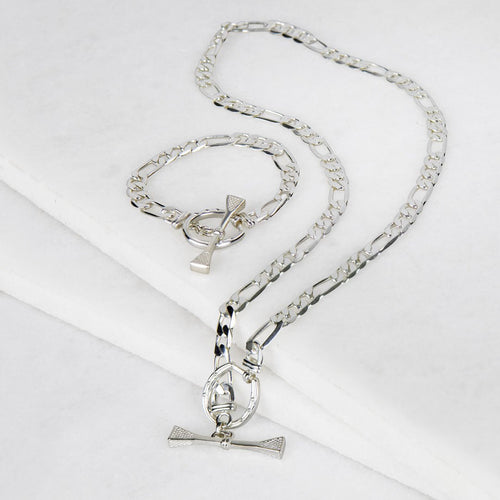 Cortina - Cuban Chain Horseshoe Bracelet in Silver