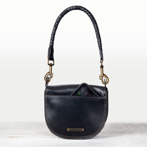 Coronado- Horse Bit Lock Luxury Leather Handbag in Black