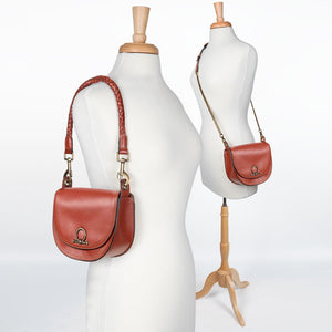 Coronado- Horse Bit Lock Luxury Leather Handbag in Cognac