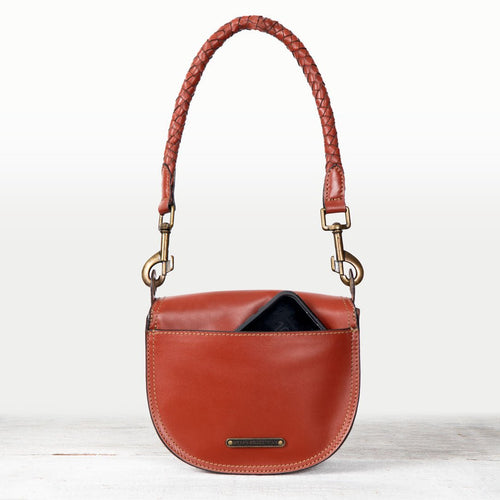 Coronado- Horse Bit Lock Luxury Leather Handbag in Cognac