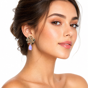 Butterfly Print Vintage Silk Necktie Drop Earrings