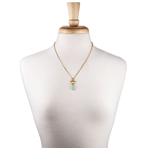Droplette - Aqua Chalcedony Equestrian Horse Bit Necklace in Gold