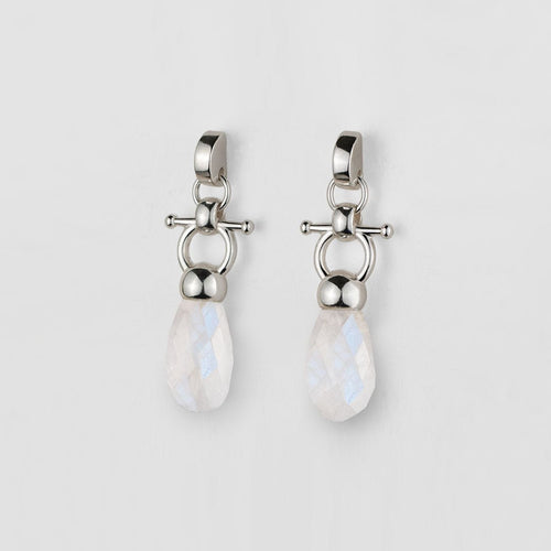Droplette - Moonstone Horse Bit Equestrian Earring in Silver