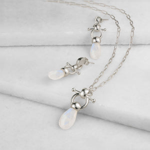 Droplette - Moonstone Horse Bit Equestrian Earring in Silver