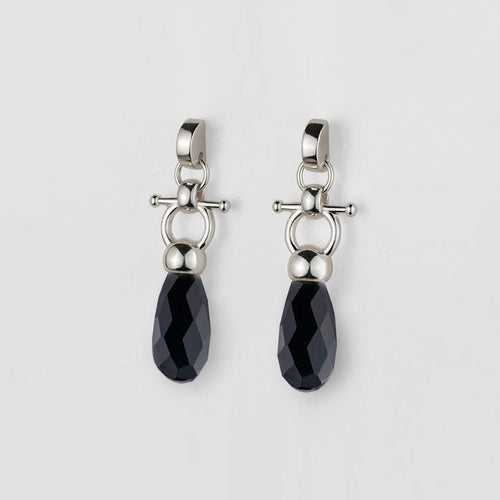 Droplette - Black Onyx Equestrian Horse Bit Necklace in Silver