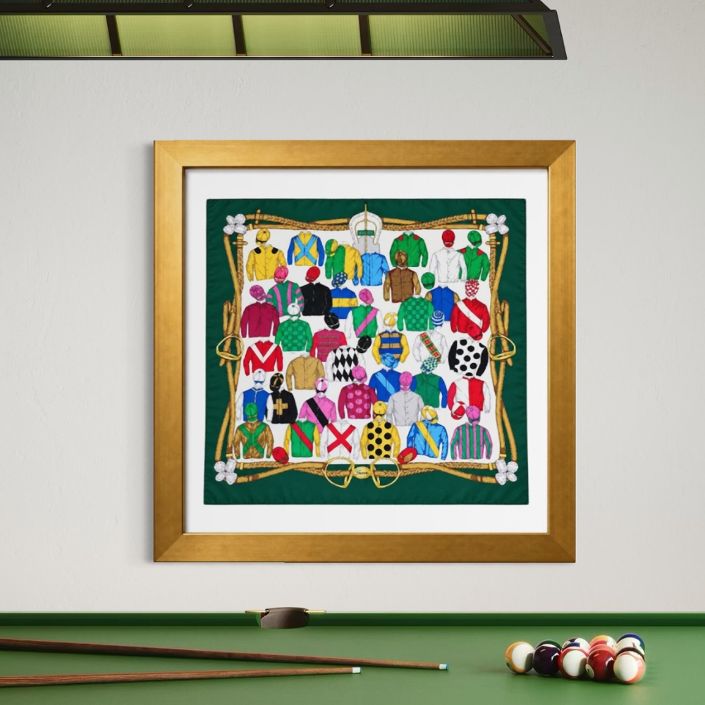 de Beers Royal Ascot Vintage Framed Silk Scarf 42"