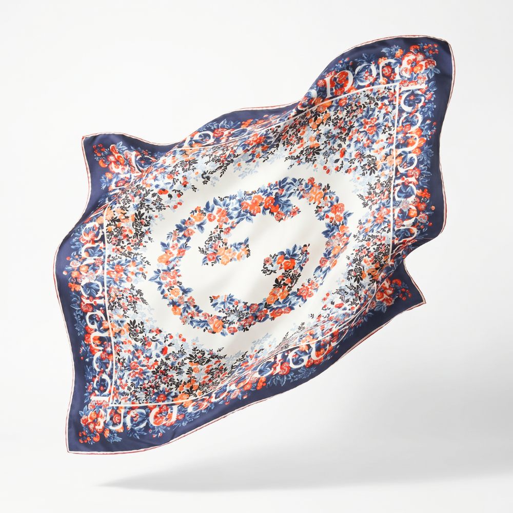 Logo Bouquet Vintage Silk Scarf Beauty Bag