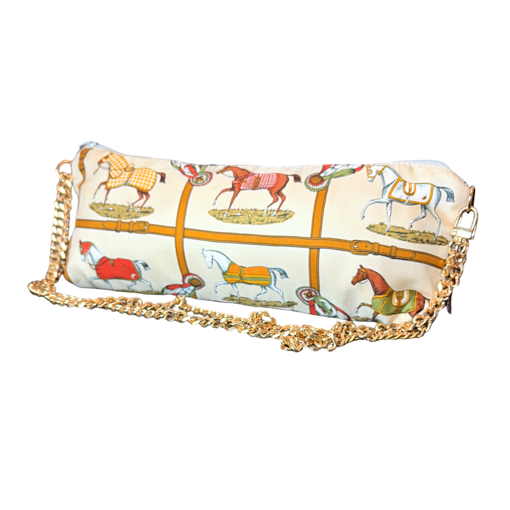 Petits Chevaux Ivory Vintage Scarf Crossbody Bag