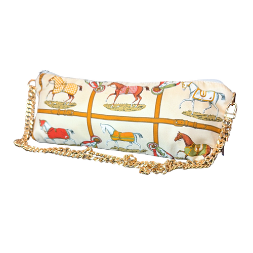 Petits Chevaux Ivory Vintage Scarf Crossbody Bag