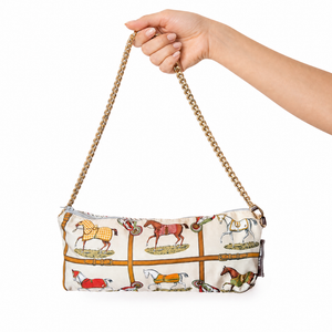 Petits Chevaux Ivory Vintage Scarf Crossbody Bag