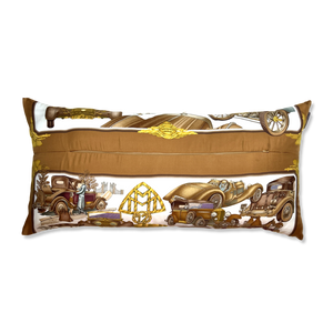 Automobile Vintage Silk Scarf Lumbar Pillow 35"