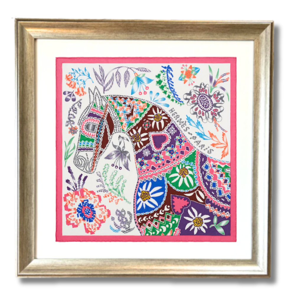En Attendant Ulysse Framed Vintage Silk Scarf 24"